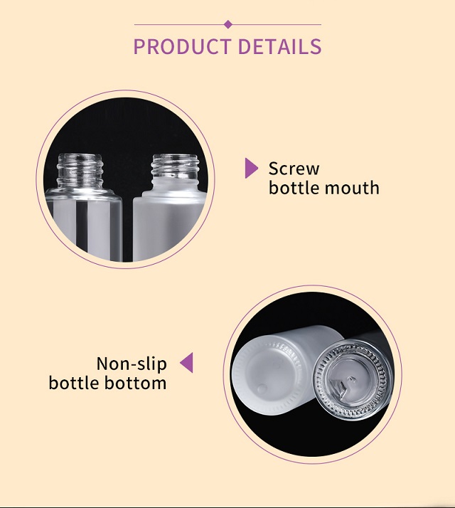 Flat shoulder glass pump bottle Flat shoulder glass pump bottle