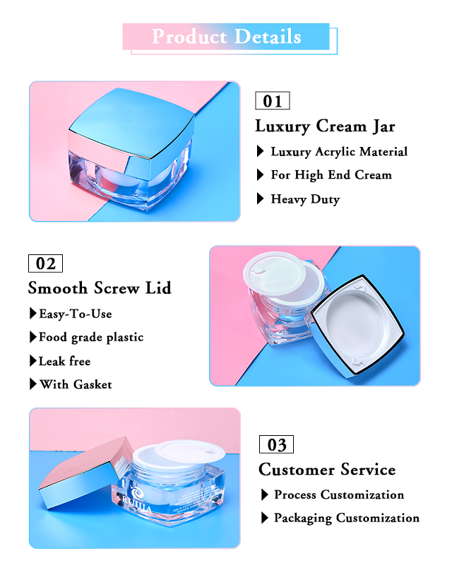 Luxury square Empty Plastic clear Jar Luxury square Empty Plastic clear Jar