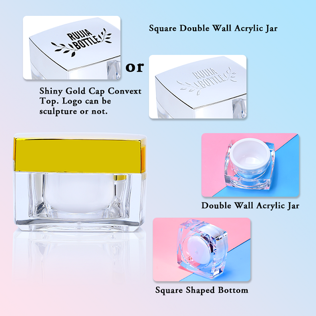 Luxury square Empty Plastic clear Jar Luxury square Empty Plastic clear Jar