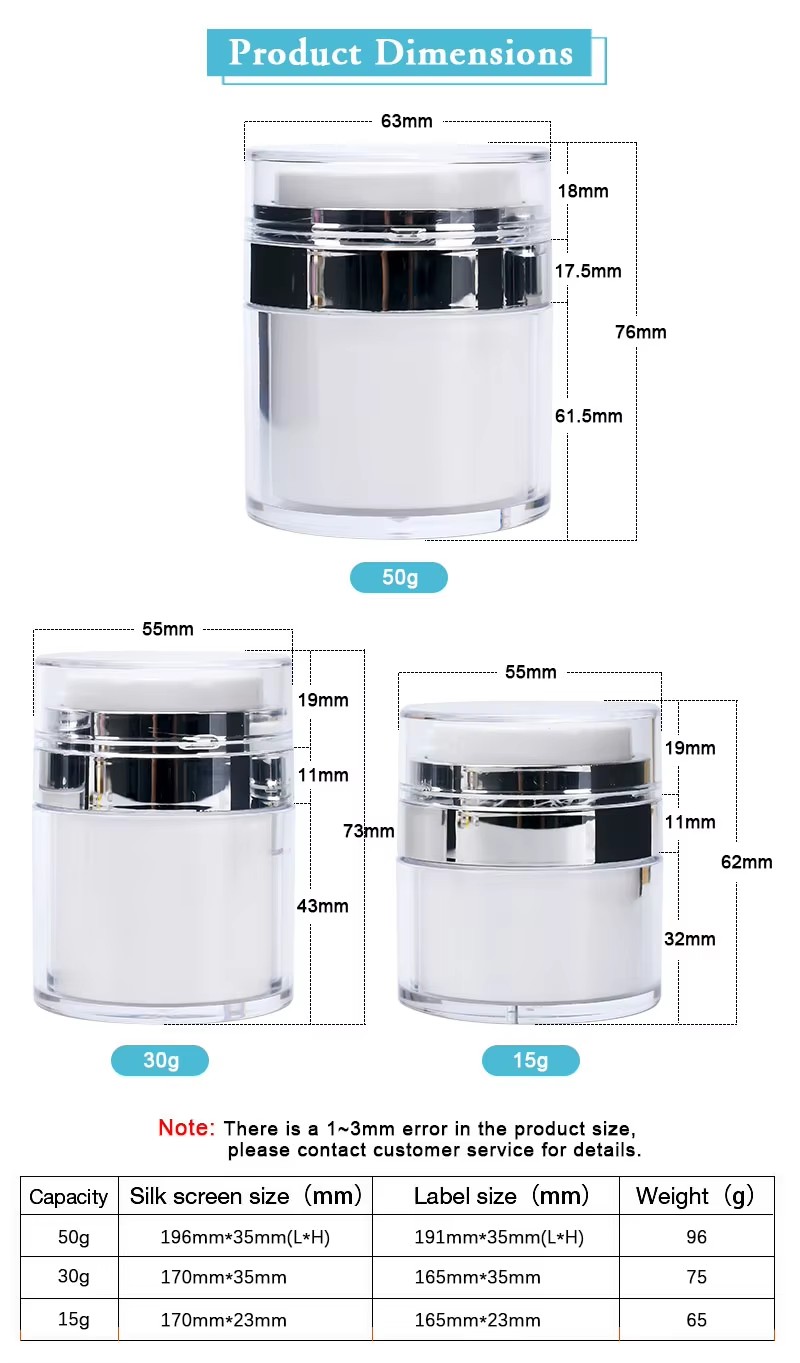 Airless Pump Cosmetic Cream Jar Airless Pump Cosmetic Cream Jar