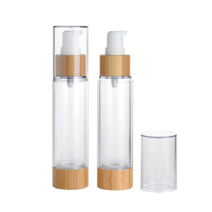 Cosmetic Packaging Vacuum 30ml 50ml Bamboo Airless Pump Bottle with Lotion Pump