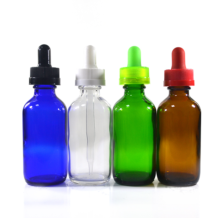 1oz 2oz 4oz Boston Round 60ml 120ml clear Blue Green Euro 30ml Amber blue green black clear Glass Dropper Bottle