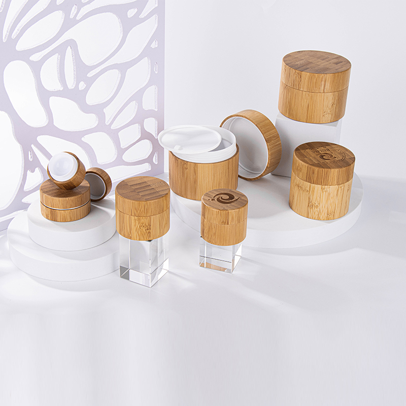 Environmental Cream Cosmetic Jar 5g 15g 30g 50g 100g Bamboo Wooden Container Jar with Inner Plastic