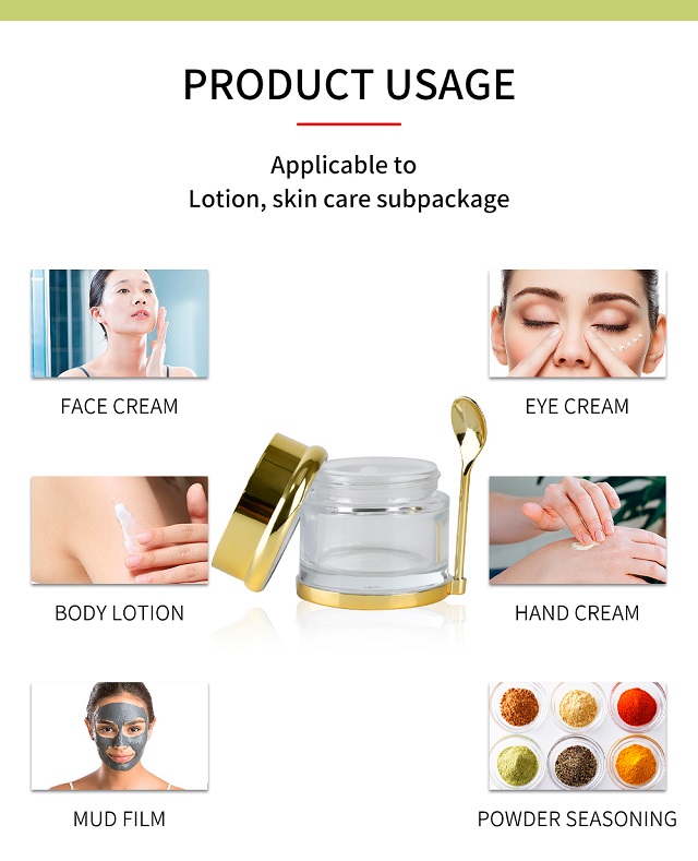 Glass Face Cream Jar with Spoon for Lotion Honey