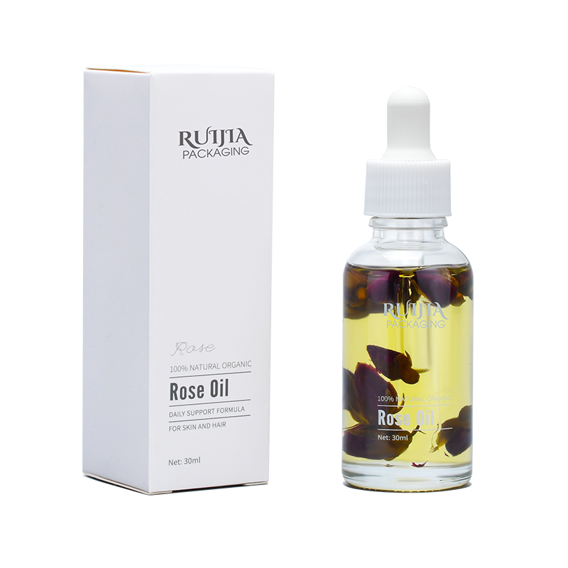 Glass dropper bottle with box