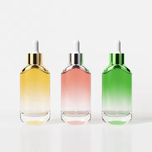 Skincare Cosmetic Package Olive Hair Oil Glass Bottle 15ml 30ml 50ml Oval Glass Dropper Bottle with Gold Sliver Dropper