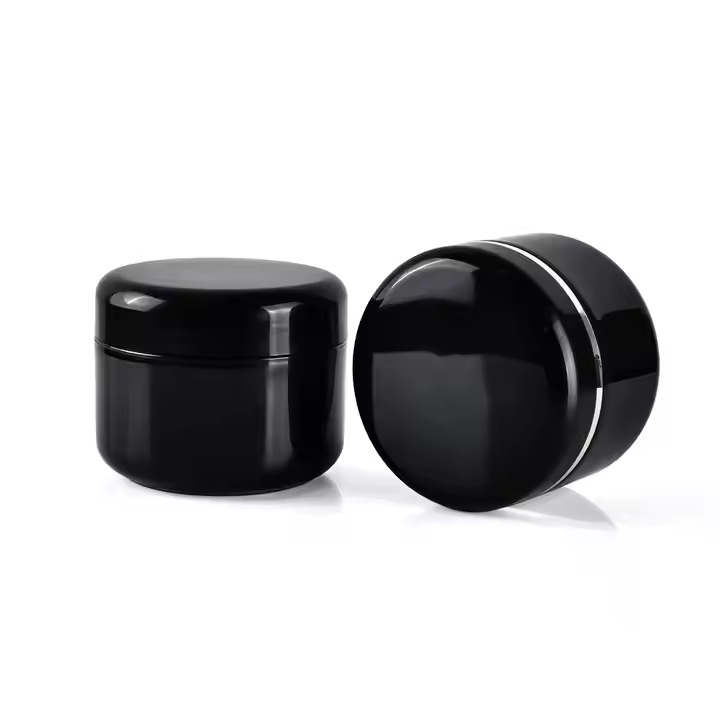 Empty Cosmetic Body Butter Scrub Cream Container Custom Black PP Plastic Jar Pot