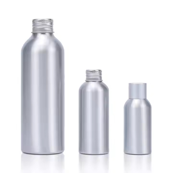 Empty Gold Sliver Black 15ml 30ml 60ml 100ml 120ml Essential Oil Serum Aluminum Bottle with Aluminum Screw Cap