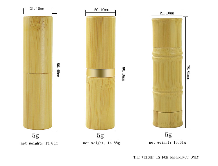 Natural Empty Gift Golden Silver Cosmetic Make up 3g 5g Bamboo Lipstick Lip Balm Tube Bamboo Lip Gloss Tube