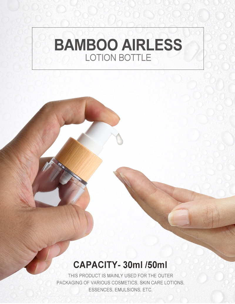 Cosmetic Packaging Vacuum 15ml 30ml 50ml Bamboo Airless Pump Bottle with Lotion Pump