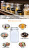 Glass Storage Mason Jar 500ml 750ml 1000ml 1500ml Cookie Pickles Kitchen Food Storage Glass Jar with Clip Lid