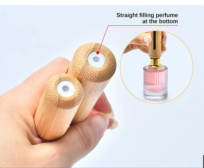 Luxury Perfume Bottle 5ml 8ml 10ml Refillable Bamboo Perfume Bottles with Plastic Glass Inner