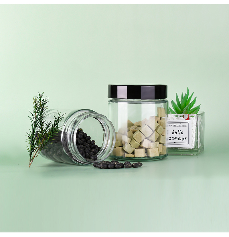 Eco Friendly 50ml 100ml 150ml 250ml 300ml 500ml Honey Spice Pudding Jar Round Glass Food Storage Jar with Aluminum Screw Lid