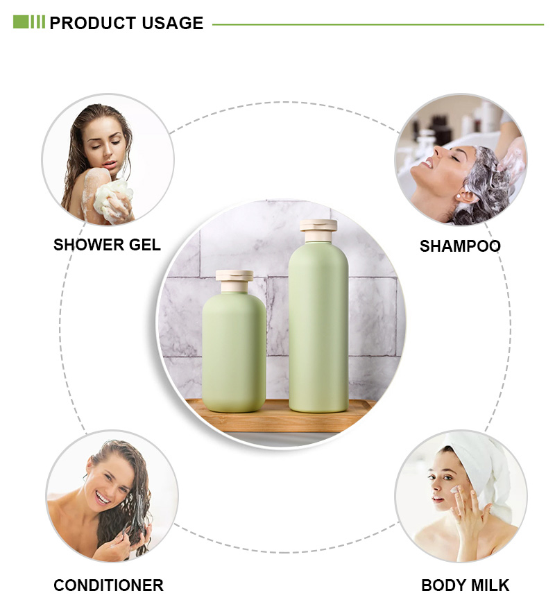 Custom Eco Friendly HDPE 250ml 300ml 400ml 16oz Green Squeeze Plastic Shampoo Bottle 8oz Body Lotion Jar