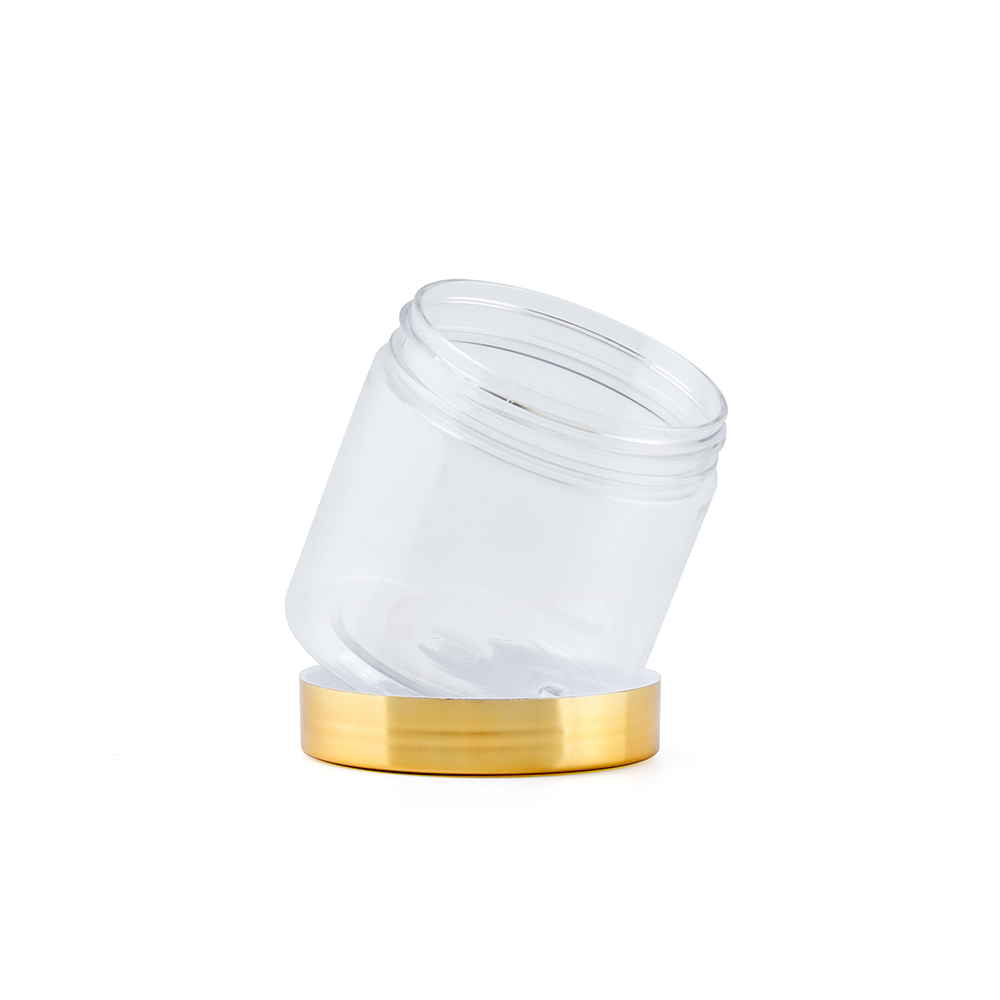 Hot Selling 25ml -- 1000ml Cream Container Food Grade Transparent Plastic Jars with Gold Lid PET & Screw Lid Design