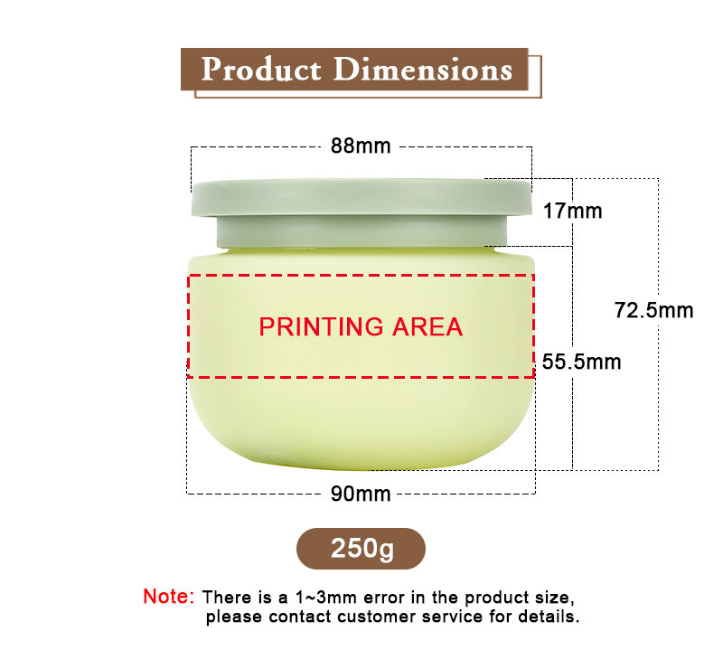 Empty Skin Care Cream Body Scrub Shampoo Conditioner Cosmetic Container 8oz 250ml Frosted Green Brown Plastic Jar Pots