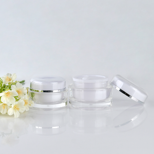 5g 15g 30g 50g Acrylic Cream Container Empty Clear Round Double Wall Plastic Eye Face Cream Jar Skincare Cosmetic Package
