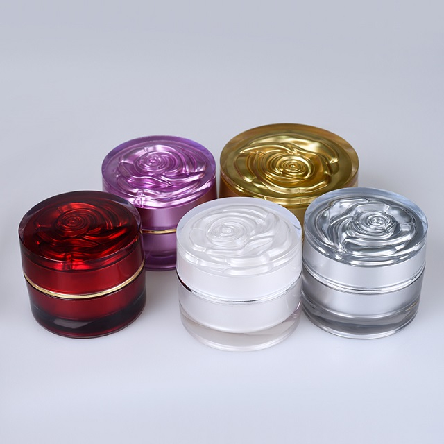 Empty Golden Pink White Acrylic Jar