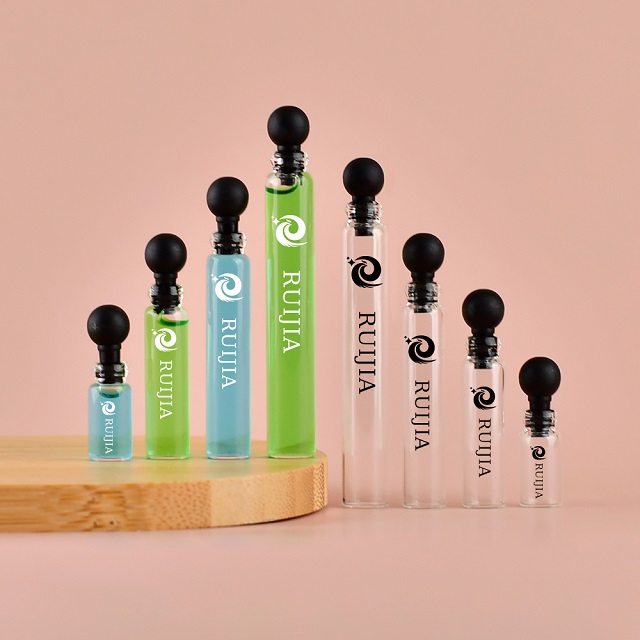 Custom 0.5ml 1ml 2ml 3ml Ball Stopper Mini Glass Tube Vial Perfume Sample Test Tube Bottle With Ball Stopper