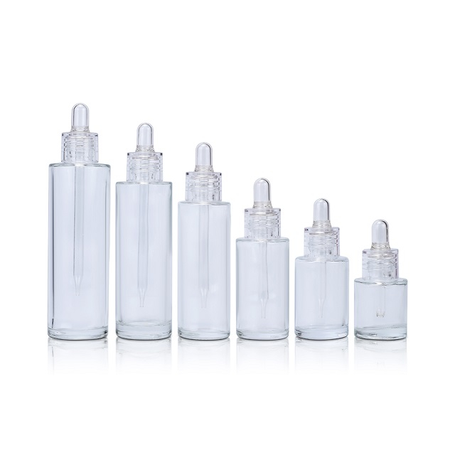 無料サンプル空の化粧品 1 オンス 30 ミリリットル 50 ミリリットル 60 ミリリットルクリアスキンケア血清ヘアエッセンシャルオイルガラススポイトボトルと透明なスポイト