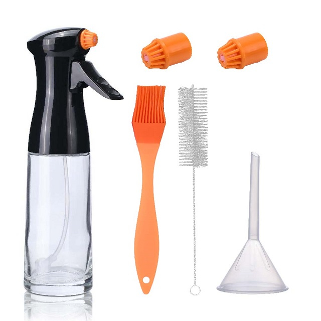 Oil Sprayer for Cooking- 200ml Glass Olive Oil Sprayer Mister, Olive Oil Spray Bottle, Kitchen Gadgets Accessories for Air Fryer, Canola Oil Spritzer, Widely Used for Salad Making, Baking, Frying