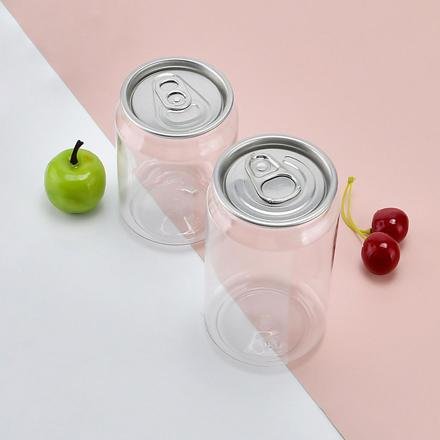 China Factory 250ml 330ml 500ml Round Plastic Soft Drinking Cup PET Cake Can Clear Fruit Juice Plastic Soda Cans with Sealed Lid