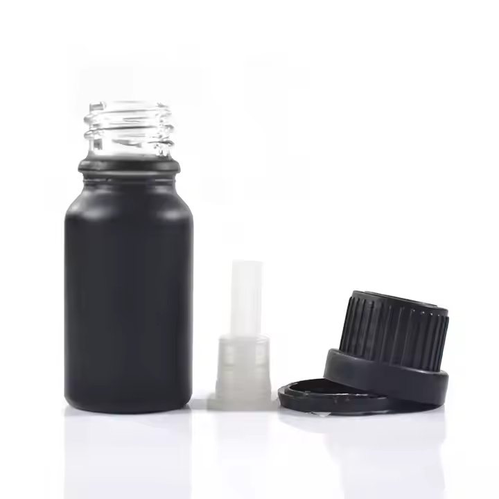 Essence Oil 5ml 10ml 15ml 20ml 30ml 50ml Matte Frosted Black Amber clear Tamperproof Lid Glass Bottle