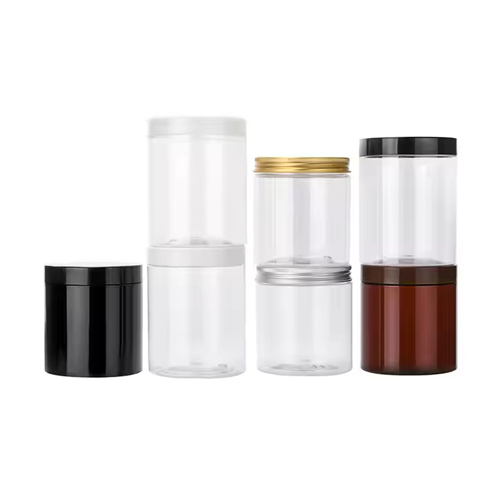 50g 100g 150g 250g Wholesale Empty Transparent Cookie Container Food Grade Plastic Jar With Aluminum Cap