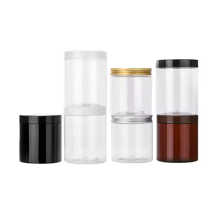 50g 100g 150g 250g Wholesale Empty Transparent Cookie Container Food Grade Plastic Jar With Aluminum Cap
