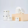 Gold Strip Dome Lid Empty Cosmetic Body Butter Scrub Cream Container White PP Plastic Jar Pot