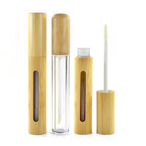 Eco-friendly Cosmetic Packaging 6ml 7ml Bamboo Lip Gloss Tube with Brush