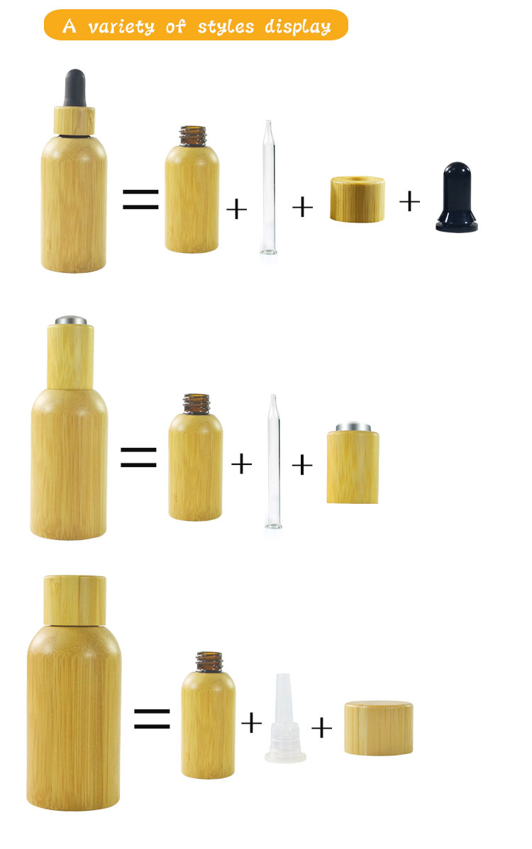 Bamboo Cosmetic Packaging 15ml 30ml 50ml 100ml Perfume White Opal Glass Lotion Bottle with Bamboo Cap