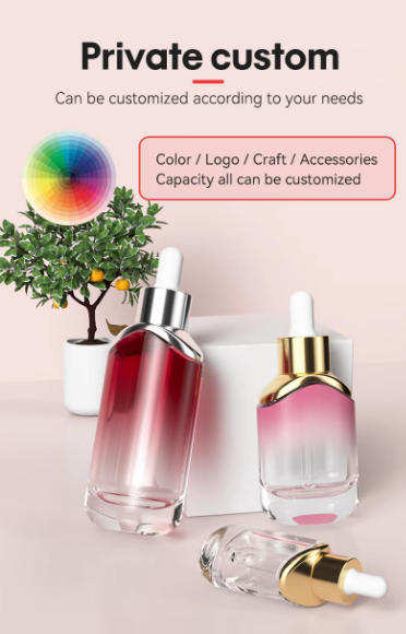 Skincare Cosmetic Package Olive Hair Oil Glass Bottle 15ml 30ml 50ml Oval Glass Dropper Bottle with Gold Sliver Dropper