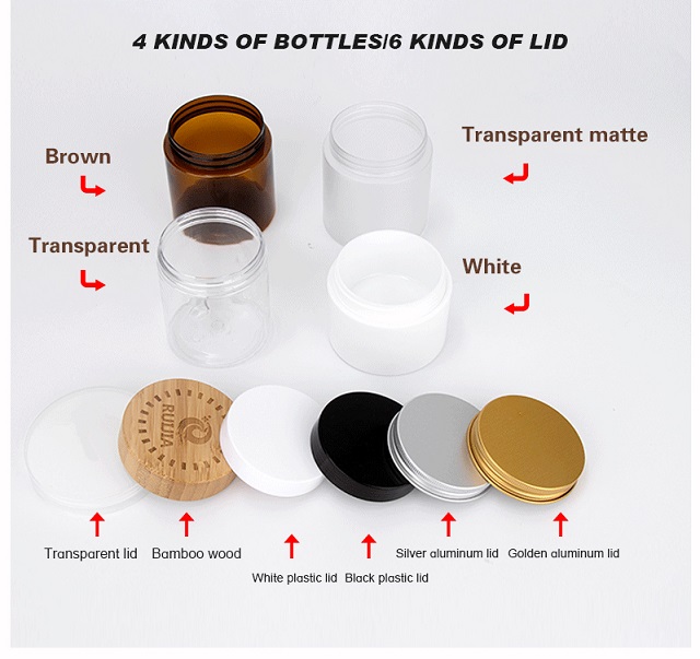 Transparent Pet Wide Mouth Plastic Jar With Plastic Bamboo Wooden Cap