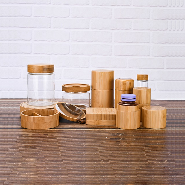 Eco-friendly Custom Cosmetic Containers 5ml 50ml 150ml 250ml Cosmetic Containers Body Lotion Oil Body Scrub Bamboo Storage Jar