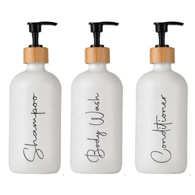 White Plastic Pump Dispenser Shampoo Bottle