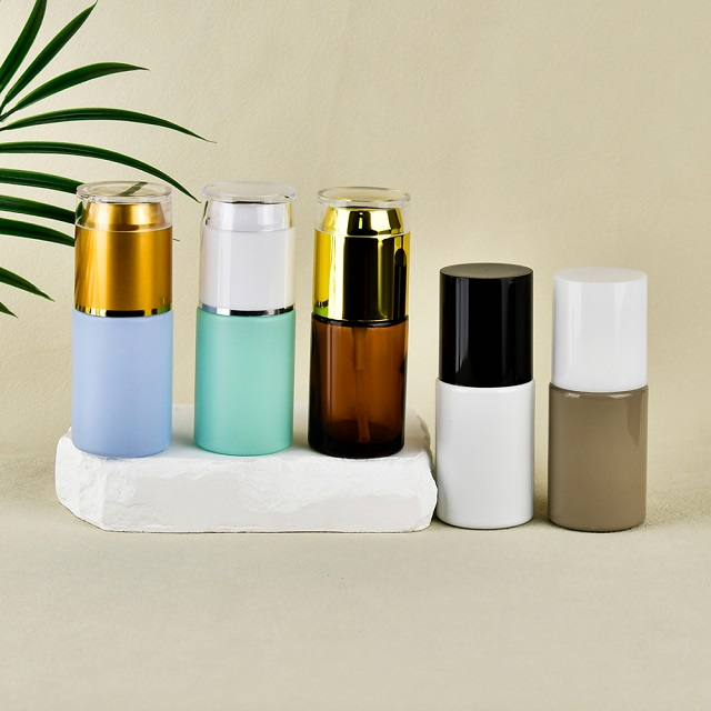 Frosted clear Glass Bottle With Pump