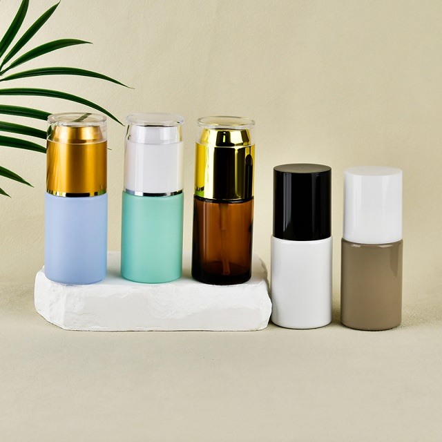 Frosted clear Glass Bottle With Pump