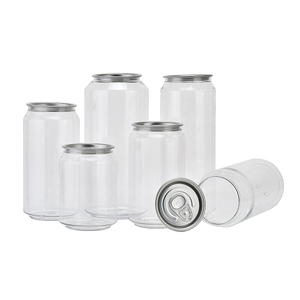 China Factory 250ml 330ml 500ml Round Plastic Soft Drinking Cup PET Cake Can Clear Fruit Juice Plastic Soda Cans with Sealed Lid