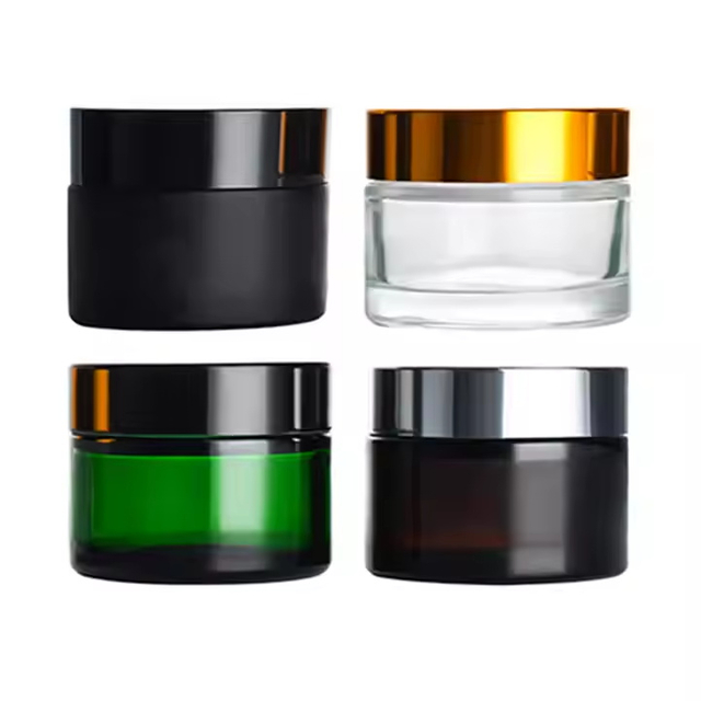 Custom Skincare Cream Container 15g 20g 30g 50g Cosmetic Face Eye Cream Wide Mouth Glass Jar with Lids