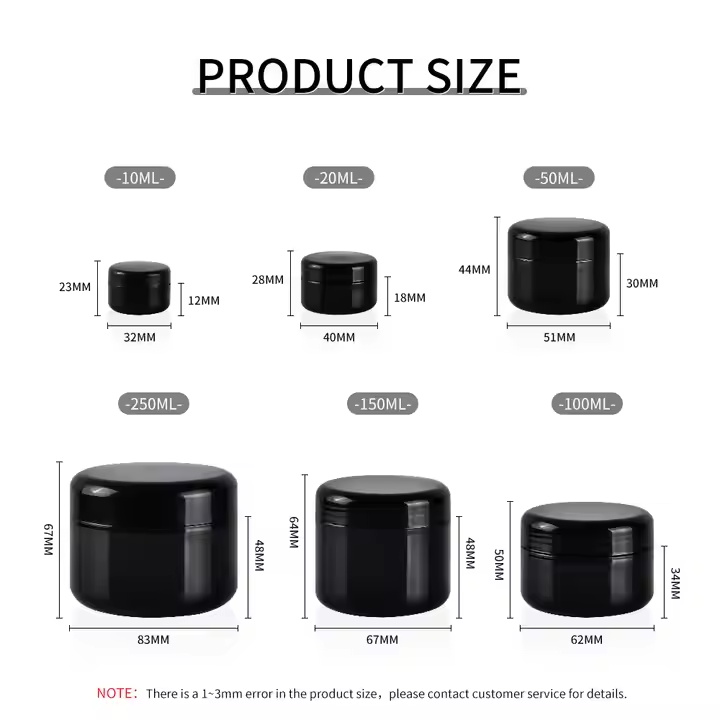 Empty Cosmetic Body Butter Scrub Cream Container Custom Black PP Plastic Jar Pot