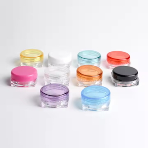 Mini 3g 5g square Shape Colorful Transparent Black White Plastic PS Cosmetic Eye Cream Jar Face Cream Container for Travelling