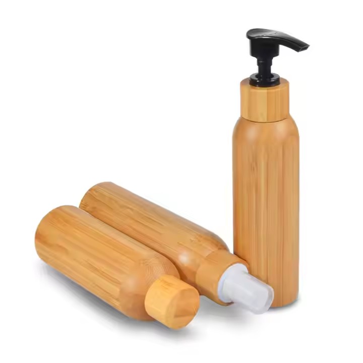 Bamboo Cosmetic Packaging 15ml 30ml 50ml 100ml Perfume White Opal Glass Lotion Bottle with Bamboo Cap