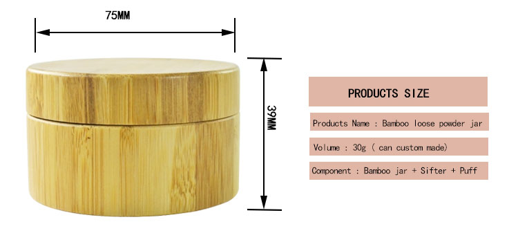 Perfect Texture Pretty Convenience All Bamboo Jar 30g with Sifter and Powder Puff Loose Powder Container