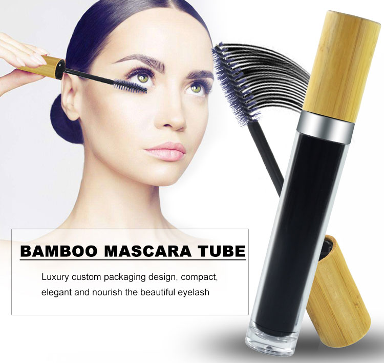 Wholesale Bamboo 5ml 10ml Plastic Eyelash Oil Serum Packaging Tube with Bamboo Cap Empty Container For Eyeliner