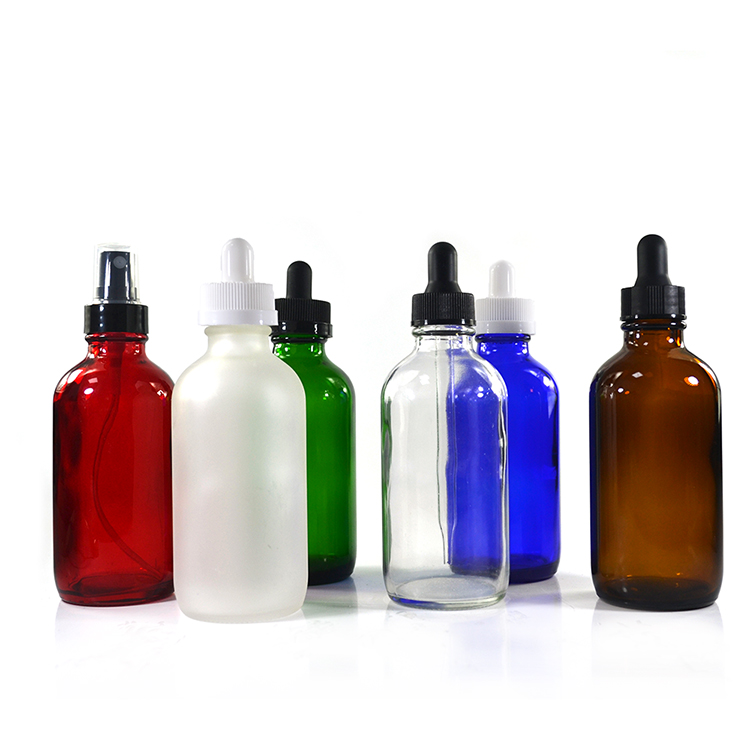 1oz 2oz 4oz Boston Round 60ml 120ml clear Blue Green Euro 30ml Amber blue green black clear Glass Dropper Bottle