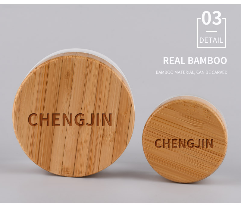 Hot sale cosmetic face cream container 5ml 15ml 30ml 50ml 100ml frosted clear glass jar with bamboo wood lid