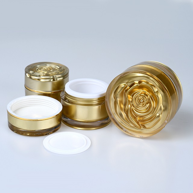 Empty Golden Pink White Acrylic Jar