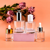 Empty Cosmetic 1oz 2oz 30ml 60ml clear Skincare Perfume Serum Hair Essential Oil Dropper Glass Bottle