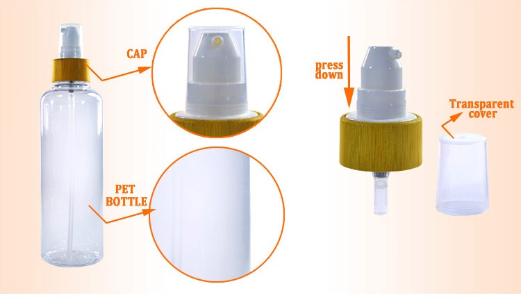 White PET Plastic Bottle and JAR set With Bamboo Lid